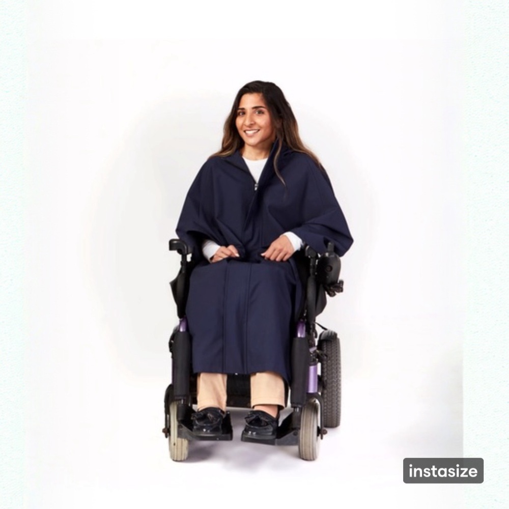 IZ Adaptive Navy Rain Cape  - Adaptive Clothing for Wheelchair Users XS-S Unisex